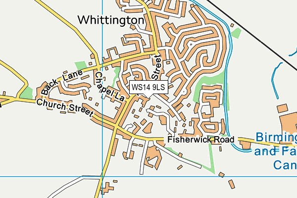 WS14 9LS map - OS VectorMap District (Ordnance Survey)