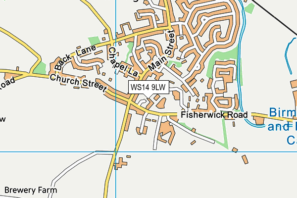 WS14 9LW map - OS VectorMap District (Ordnance Survey)