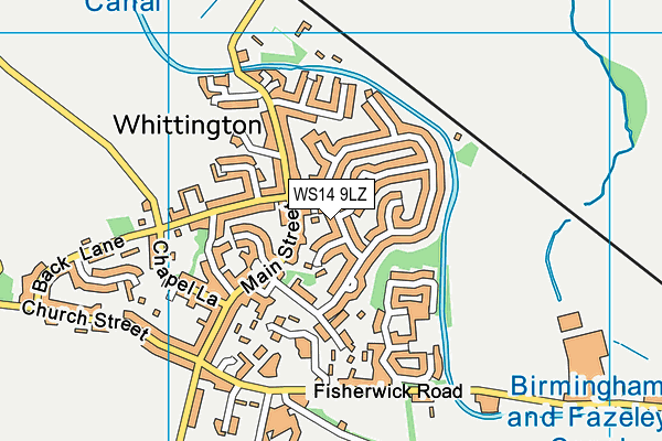 WS14 9LZ map - OS VectorMap District (Ordnance Survey)