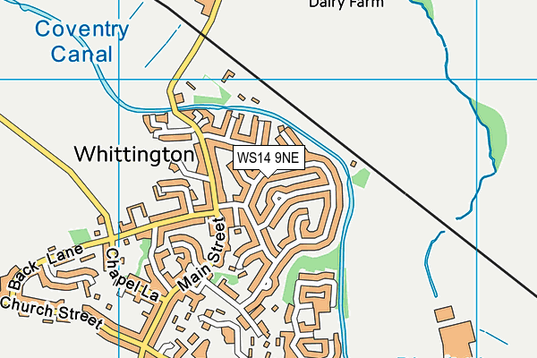 WS14 9NE map - OS VectorMap District (Ordnance Survey)