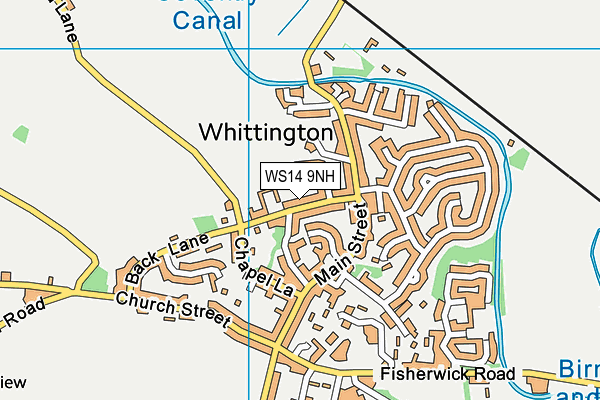 WS14 9NH map - OS VectorMap District (Ordnance Survey)