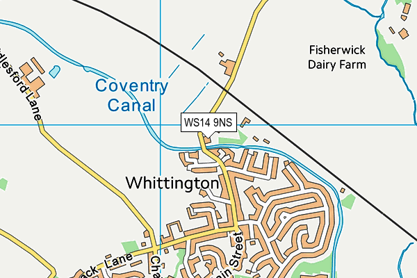 WS14 9NS map - OS VectorMap District (Ordnance Survey)