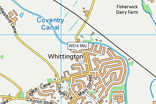 WS14 9NU map - OS VectorMap District (Ordnance Survey)