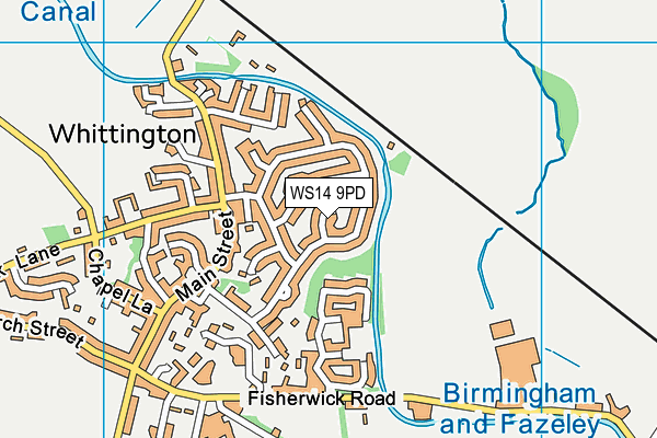 WS14 9PD map - OS VectorMap District (Ordnance Survey)