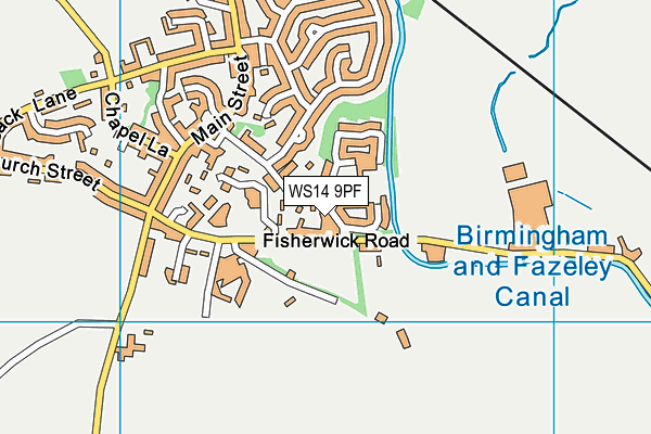 WS14 9PF map - OS VectorMap District (Ordnance Survey)