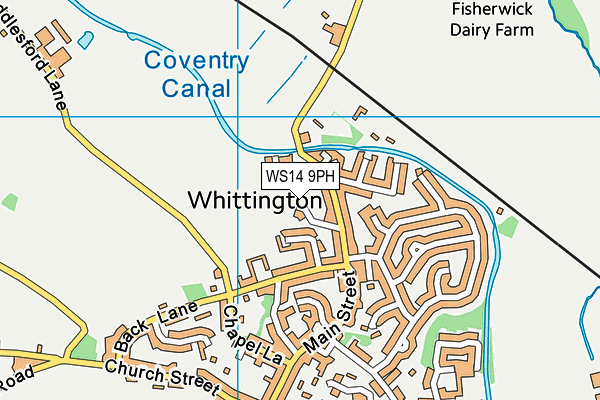 WS14 9PH map - OS VectorMap District (Ordnance Survey)
