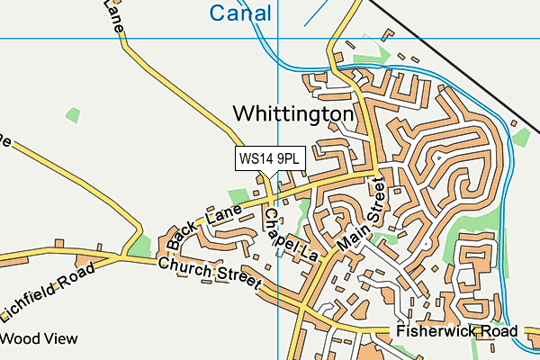 WS14 9PL map - OS VectorMap District (Ordnance Survey)
