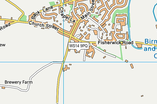 WS14 9PQ map - OS VectorMap District (Ordnance Survey)