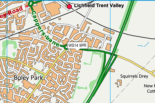 WS14 9PR map - OS VectorMap District (Ordnance Survey)