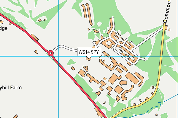 WS14 9PY map - OS VectorMap District (Ordnance Survey)