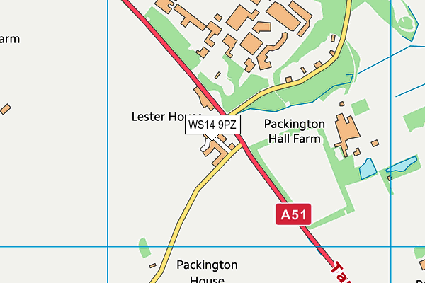 WS14 9PZ map - OS VectorMap District (Ordnance Survey)