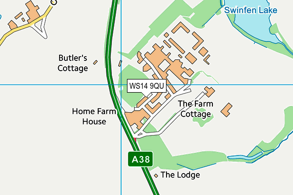 WS14 9QU map - OS VectorMap District (Ordnance Survey)