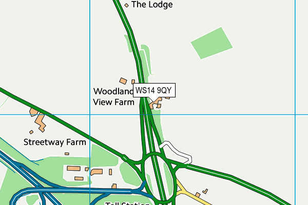 WS14 9QY map - OS VectorMap District (Ordnance Survey)