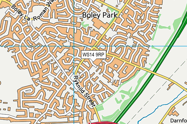 WS14 9RP map - OS VectorMap District (Ordnance Survey)