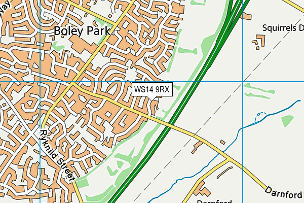 WS14 9RX map - OS VectorMap District (Ordnance Survey)