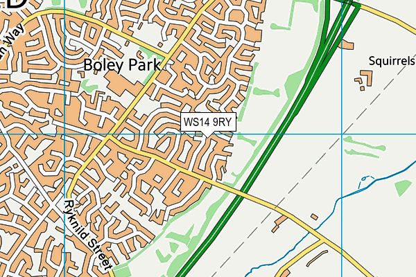 WS14 9RY map - OS VectorMap District (Ordnance Survey)