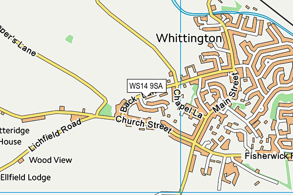 WS14 9SA map - OS VectorMap District (Ordnance Survey)