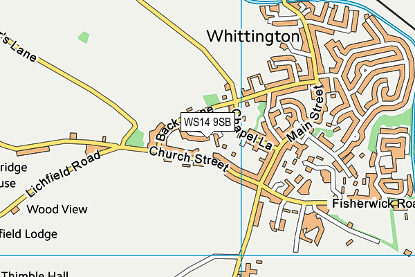 WS14 9SB map - OS VectorMap District (Ordnance Survey)
