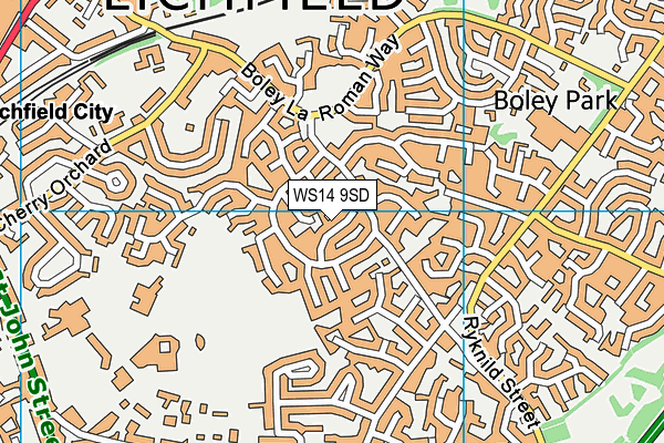 WS14 9SD map - OS VectorMap District (Ordnance Survey)