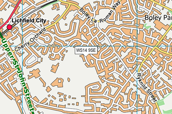 WS14 9SE map - OS VectorMap District (Ordnance Survey)