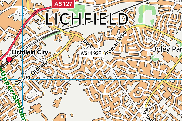 WS14 9SF map - OS VectorMap District (Ordnance Survey)