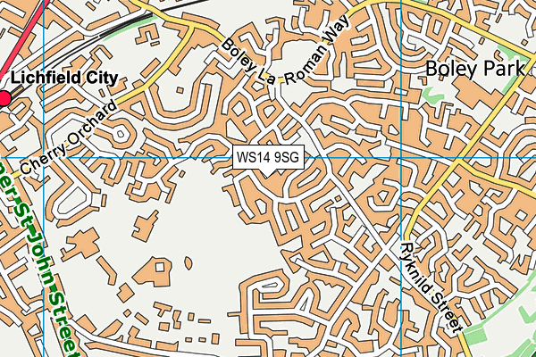 WS14 9SG map - OS VectorMap District (Ordnance Survey)