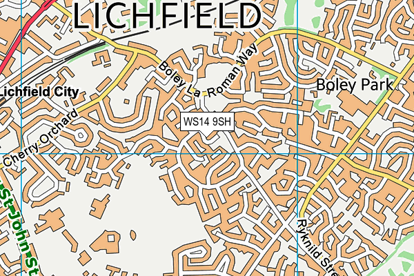 WS14 9SH map - OS VectorMap District (Ordnance Survey)