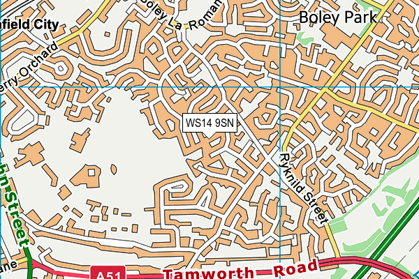 WS14 9SN map - OS VectorMap District (Ordnance Survey)