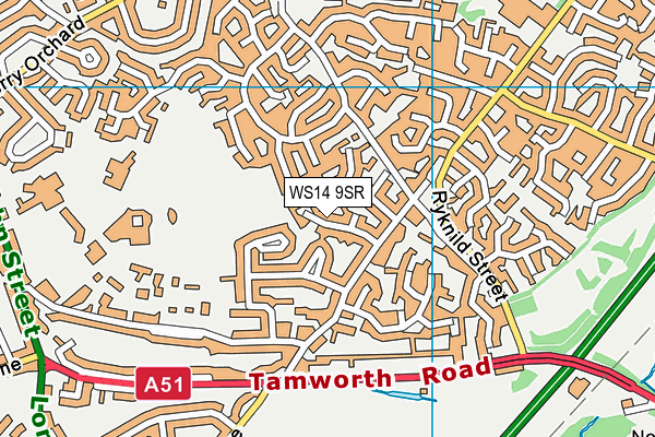 WS14 9SR map - OS VectorMap District (Ordnance Survey)