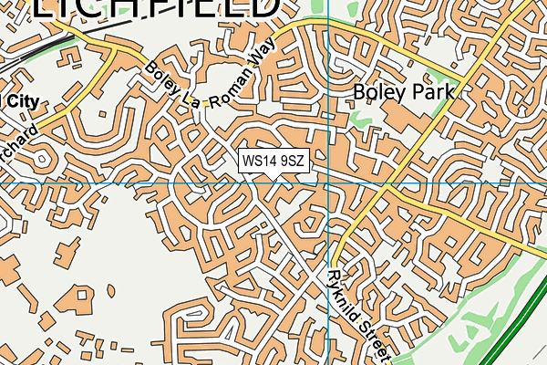 WS14 9SZ map - OS VectorMap District (Ordnance Survey)