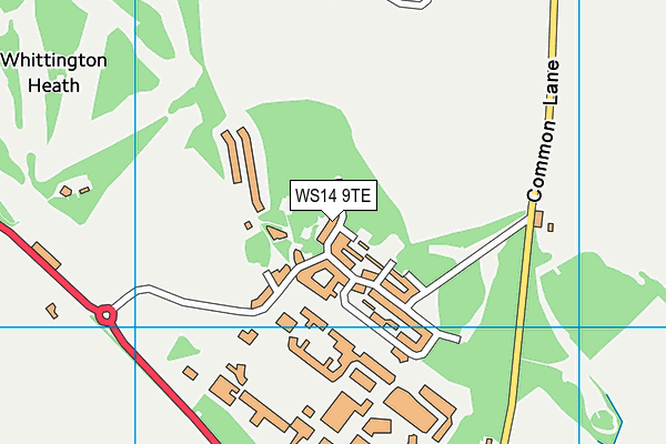WS14 9TE map - OS VectorMap District (Ordnance Survey)