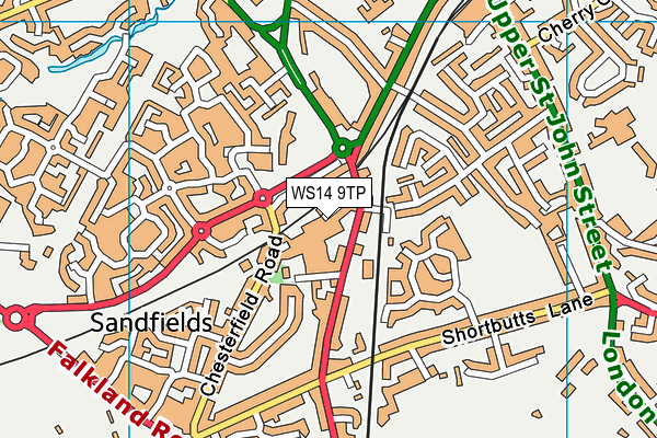 WS14 9TP map - OS VectorMap District (Ordnance Survey)