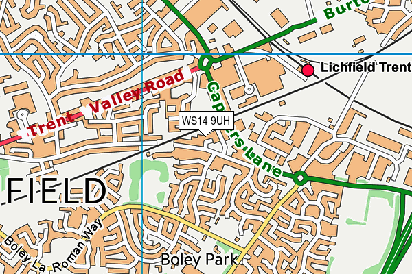 WS14 9UH map - OS VectorMap District (Ordnance Survey)