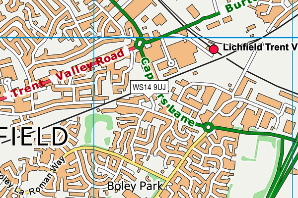 WS14 9UJ map - OS VectorMap District (Ordnance Survey)