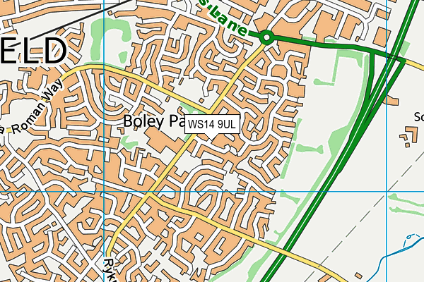 WS14 9UL map - OS VectorMap District (Ordnance Survey)