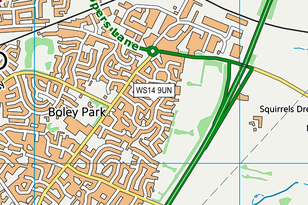 WS14 9UN map - OS VectorMap District (Ordnance Survey)