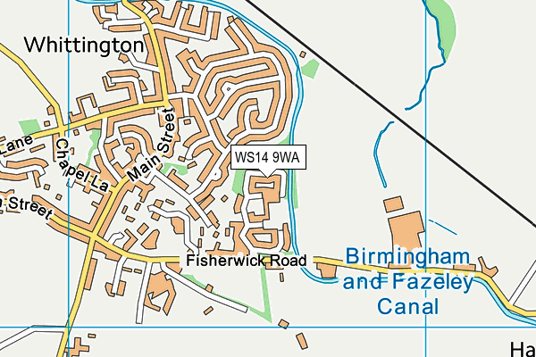 WS14 9WA map - OS VectorMap District (Ordnance Survey)