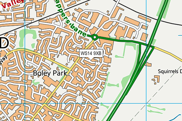 WS14 9XB map - OS VectorMap District (Ordnance Survey)