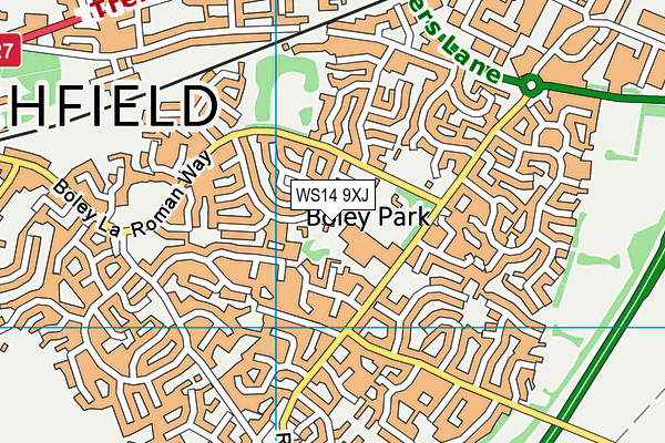 WS14 9XJ map - OS VectorMap District (Ordnance Survey)