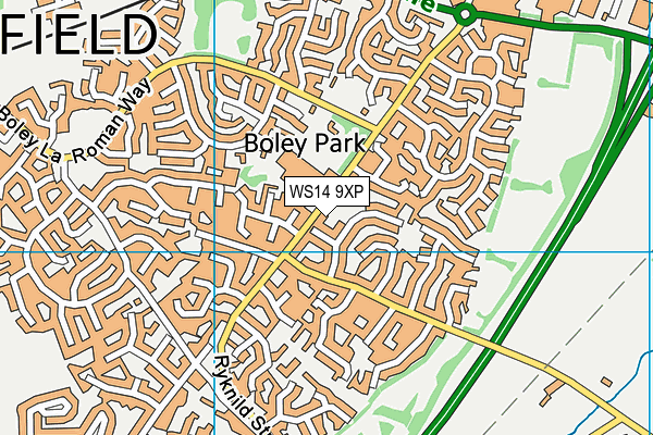 WS14 9XP map - OS VectorMap District (Ordnance Survey)