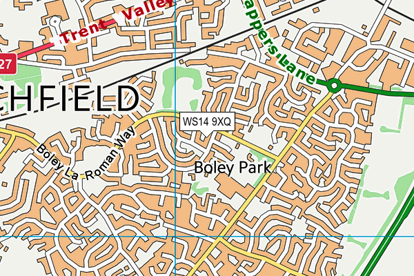 WS14 9XQ map - OS VectorMap District (Ordnance Survey)