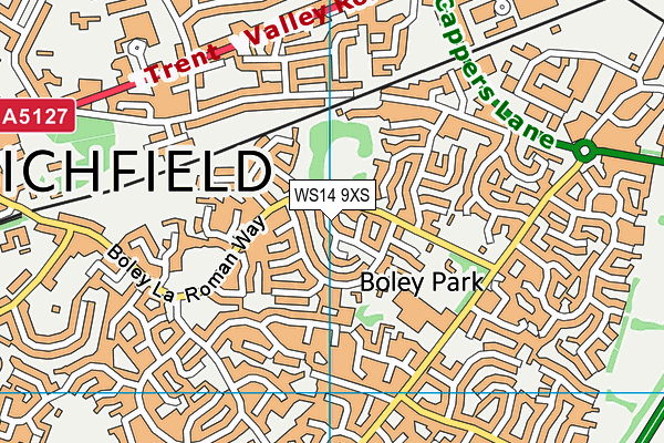 WS14 9XS map - OS VectorMap District (Ordnance Survey)