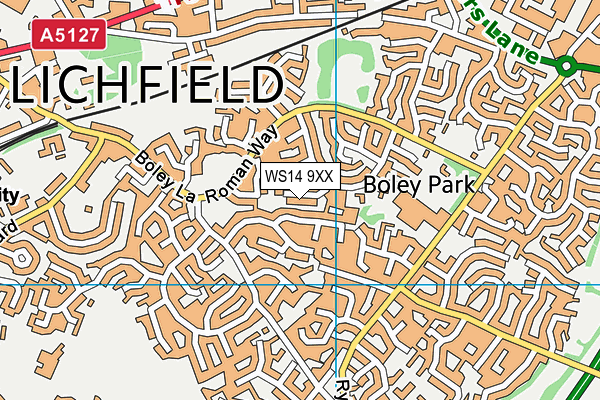 WS14 9XX map - OS VectorMap District (Ordnance Survey)