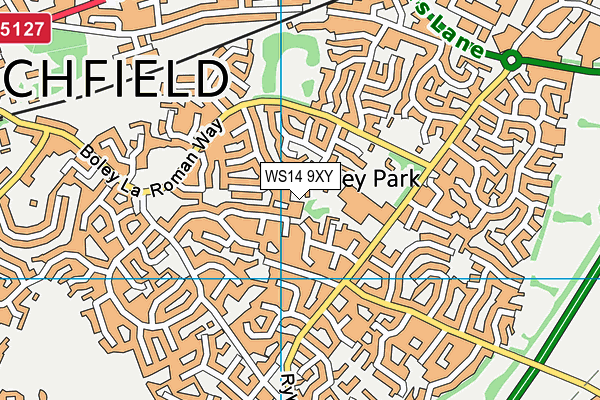 WS14 9XY map - OS VectorMap District (Ordnance Survey)