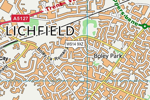 WS14 9XZ map - OS VectorMap District (Ordnance Survey)