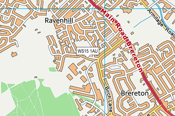 Redbrook Hayes Community Primary School map (WS15 1AU) - OS VectorMap District (Ordnance Survey)