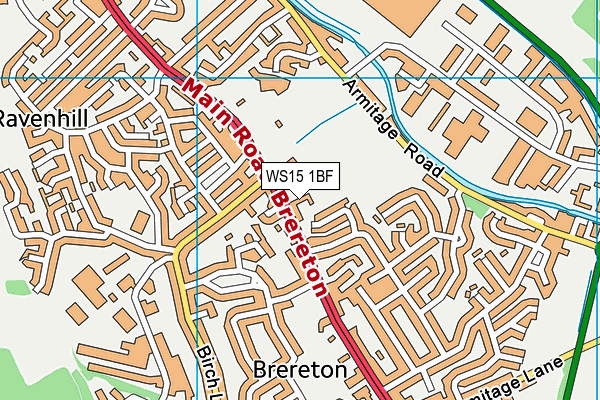 WS15 1BF map - OS VectorMap District (Ordnance Survey)