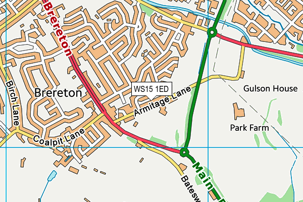 Brereton Sports And Social Club map (WS15 1ED) - OS VectorMap District (Ordnance Survey)