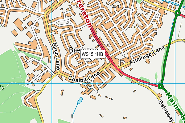 WS15 1HB map - OS VectorMap District (Ordnance Survey)