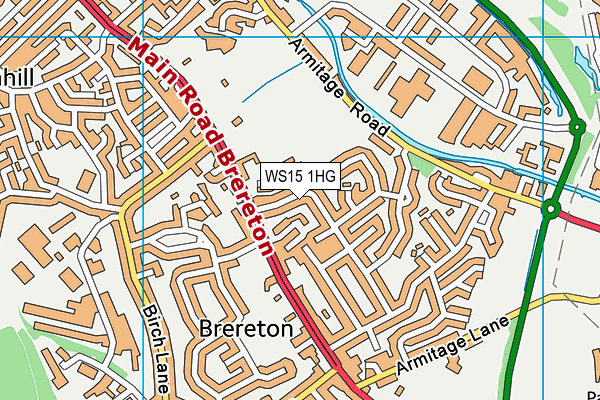 WS15 1HG map - OS VectorMap District (Ordnance Survey)